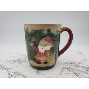 Rustic Lodge Christmas Santa Clause Stoneware Coffee Mug